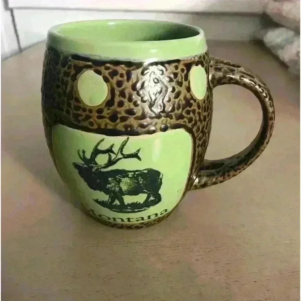 Always Azul Pottery Brown Green Glaze Mug  State of Montana